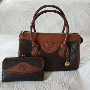 Dooney & Bourke Black with Brown Trim + Wallet